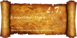 Leopolder Timur névjegykártya